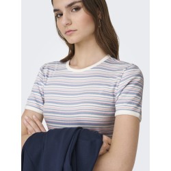 JDY Lada S/S Stribet Top - Cashmere Blue