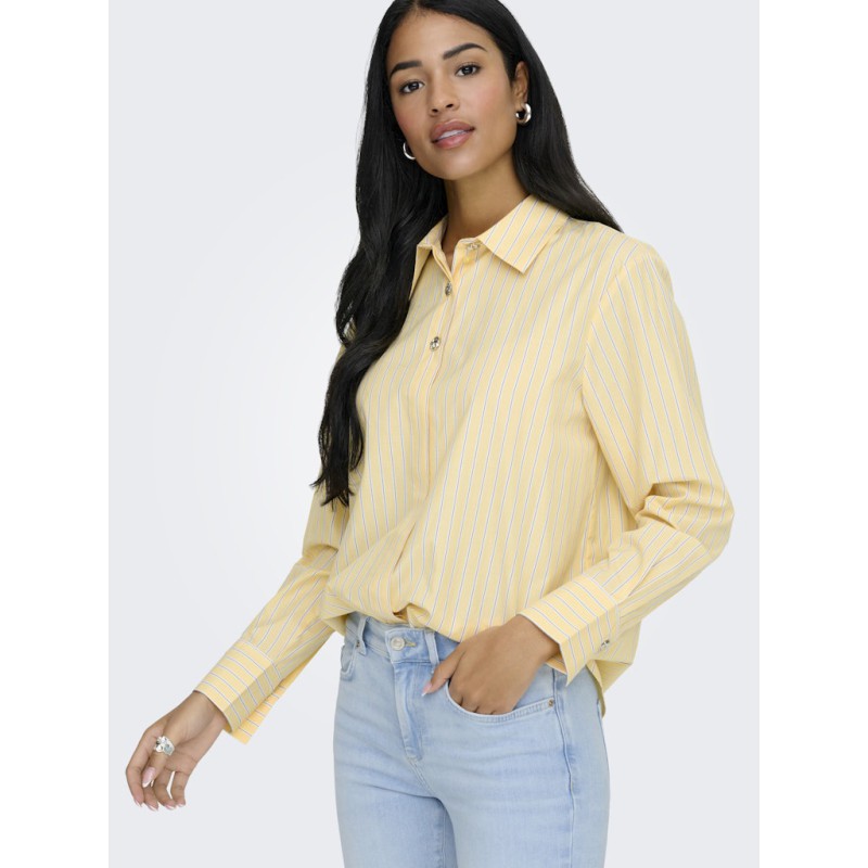 JDY Soho L/S Loose Fit Stribet Skjorte - Double Cream