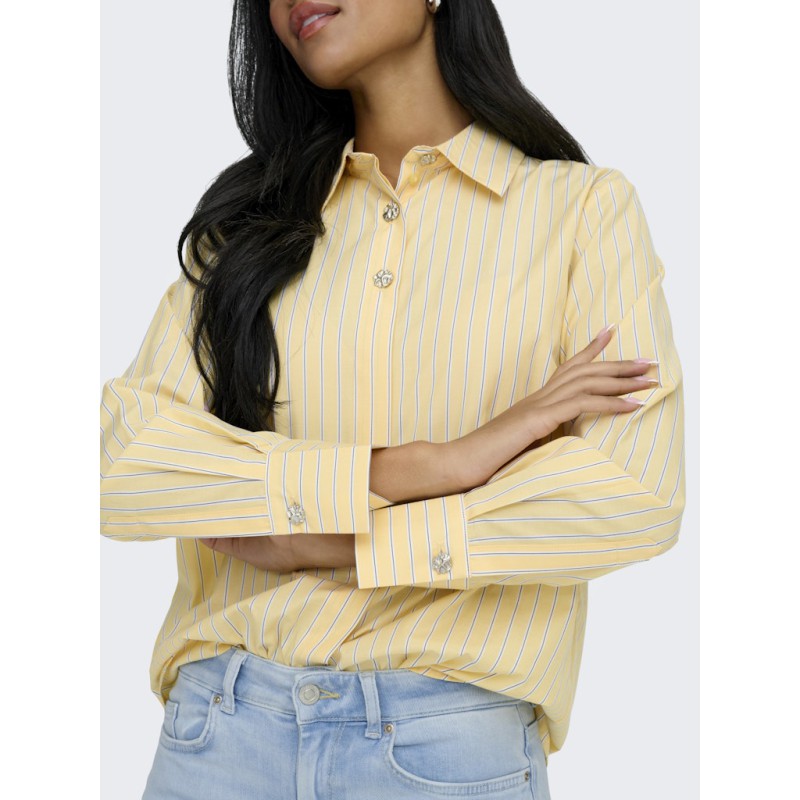 JDY Soho L/S Loose Fit Stribet Skjorte - Double Cream