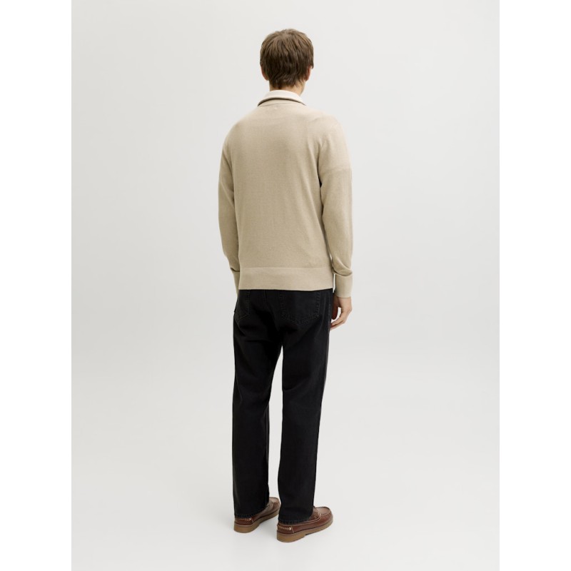JACK & JONES Beaton Half zip Strik - Crockery