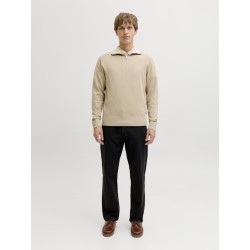 JACK & JONES Beaton Half zip Strik - Crockery