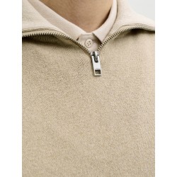 JACK & JONES Beaton Half zip Strik - Crockery