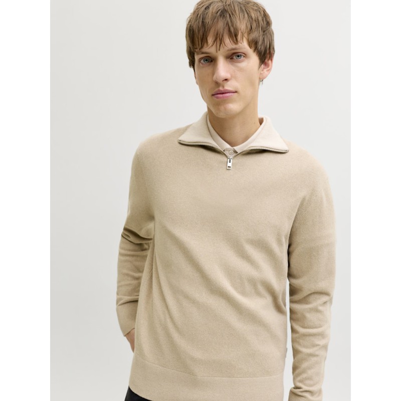 JACK & JONES Beaton Half zip Strik - Crockery