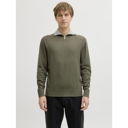 JACK & JONES Beaton Half zip Strik - Beetle