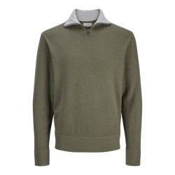 JACK & JONES Beaton Half zip Strik - Beetle