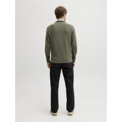 JACK & JONES Beaton Half zip Strik - Beetle