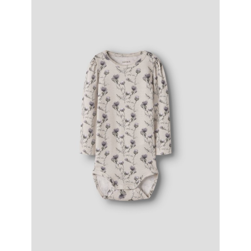 NAME IT Baby Teane L/S Bodystocking - Pumice Stone