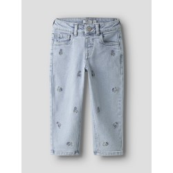 NAME IT Mini Bella Mom Broderi Jeans - Light Blue Denim / Flower