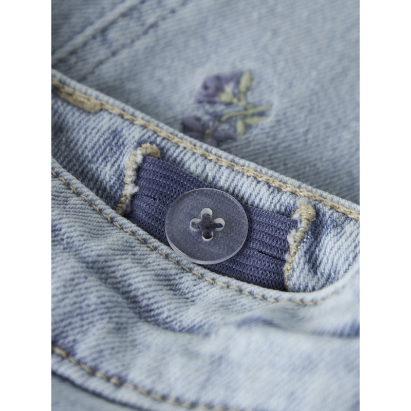 NAME IT Mini Bella Mom Broderi Jeans - Light Blue Denim / Flower