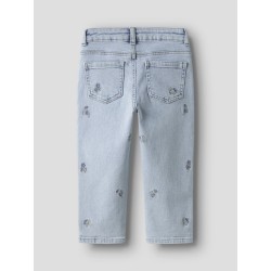 NAME IT Mini Bella Mom Broderi Jeans - Light Blue Denim / Flower