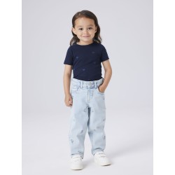 NAME IT Mini Bella Mom Broderi Jeans - Light Blue Denim / Flower