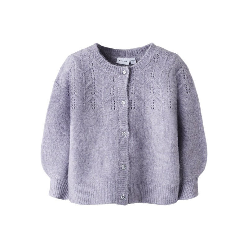 NAME IT Mini Batrilla L/S Strik Cardigan - Lavender Gray