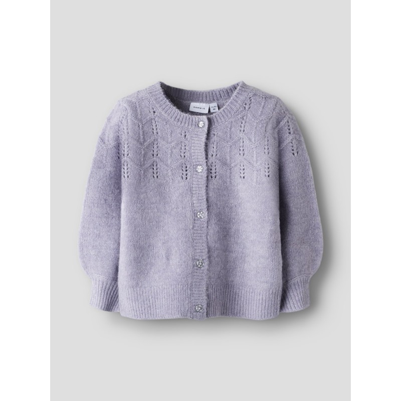 NAME IT Mini Batrilla L/S Strik Cardigan - Lavender Gray