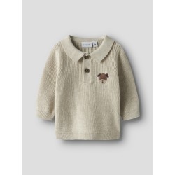 NAME IT Baby Tant L/S Strik Polo - Peyote Melange