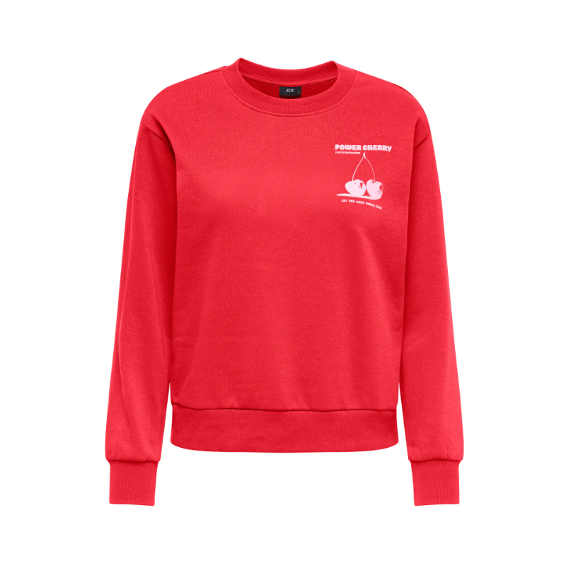 JDY Nanna L/S Text Sweatshirt - High Risk Red