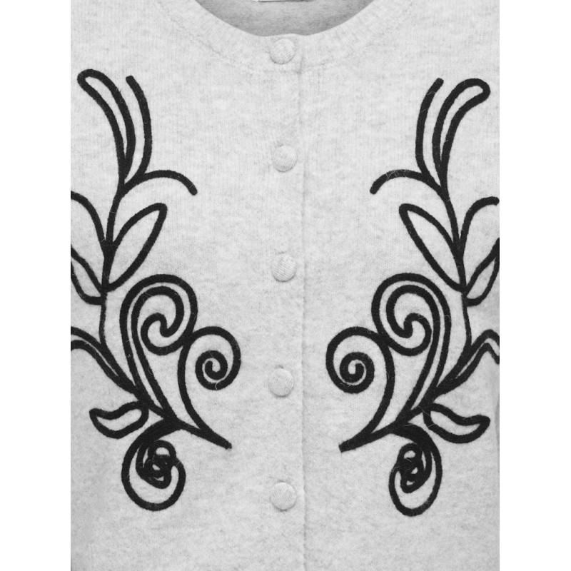 JDY Ella L/S Broderi Strik Cardigan - Light Grey Melange