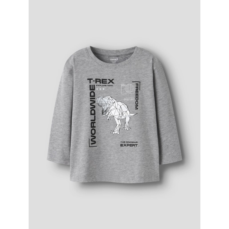 NAME IT Mini Bryso L/S Regular Top - Grey Melange