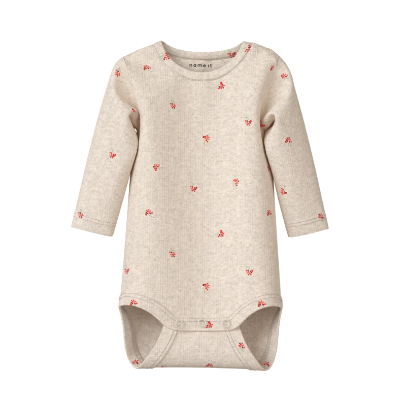 NAME IT Baby Berries L/S Bodystocking - Peyote Melange