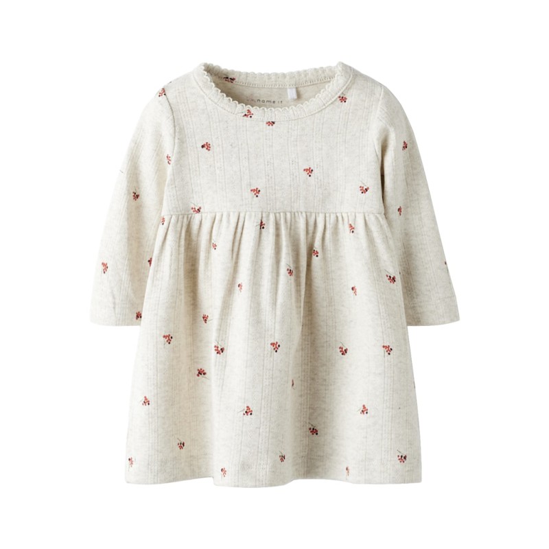 NAME IT Baby Berries L/S Kjole - Peyote Melange