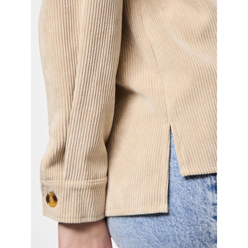 PIECES Effi L/S Fløjls Skjorte - White Pepper