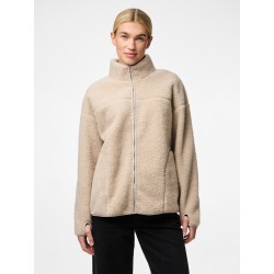 PIECES Sadia L/S Teddy Med Zip - Silver Gray