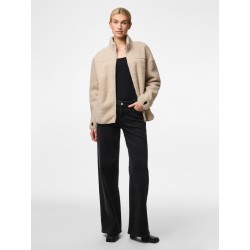 PIECES Sadia L/S Teddy Med Zip - Silver Gray