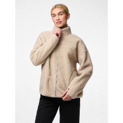 PIECES Sadia L/S Teddy Med Zip - Silver Gray