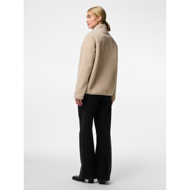 PIECES Sadia L/S Teddy Med Zip - Silver Gray