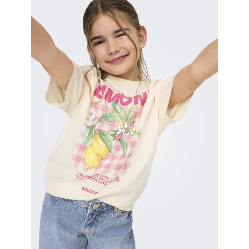 KDIS ONLY Carina S/S Løs Print T-shirt - Tofu