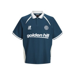 JACK & JONES Junior Club Ribbede S/S Løs Football Polo - Poseidon