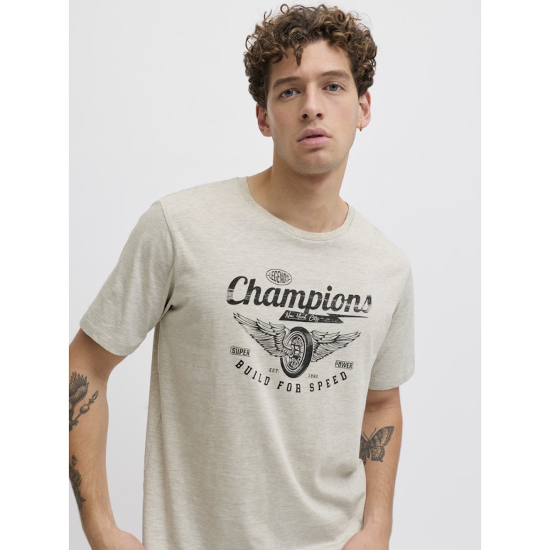 JACK & JONES Theo S/S T-shirt - White Melange