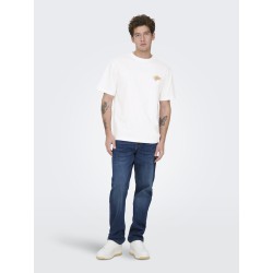 ONLY & SONS Fred Relaxed S/S Print T-shirt - Bright White / Vinedos