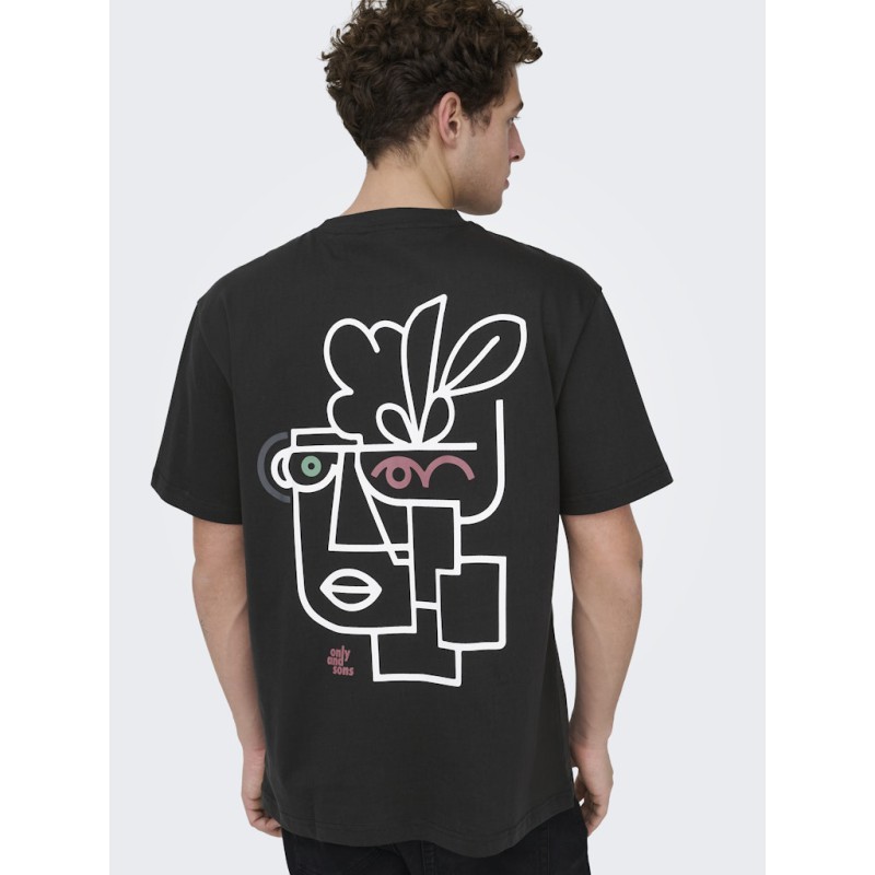 ONLY & SONS Fred Relaxed S/S Print T-shirt - Sort