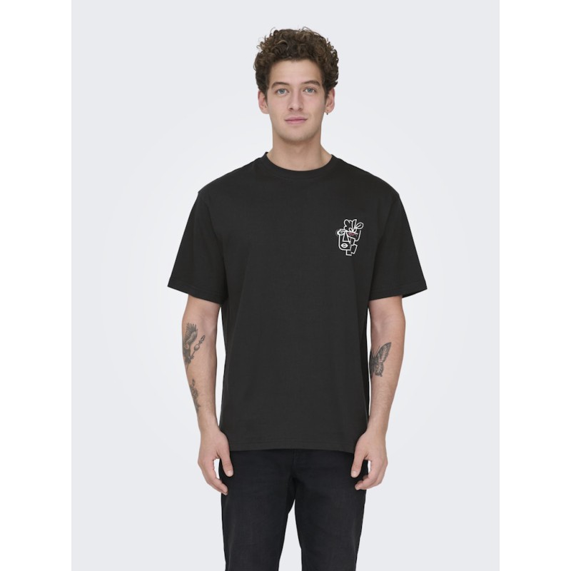 ONLY & SONS Fred Relaxed S/S Print T-shirt - Sort