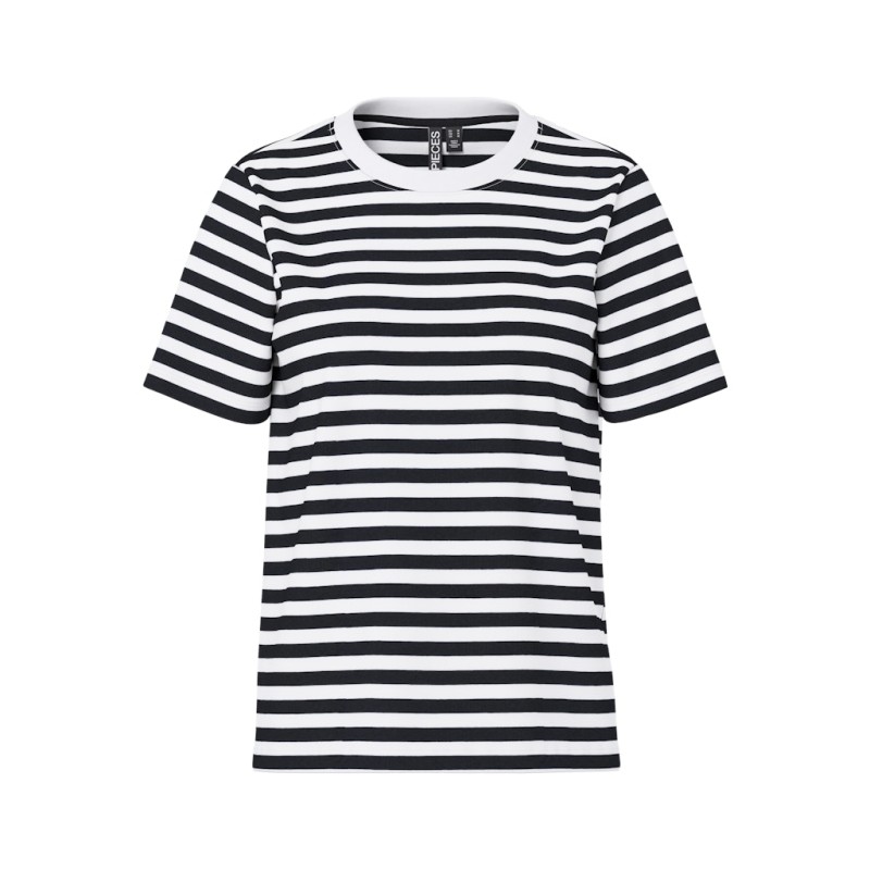 PIECES Ria S/S Stribet T-shirt - Sort