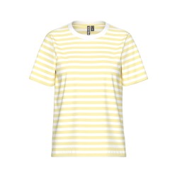 PIECES Ria S/S Stribet T-shirt -  French Vanilla