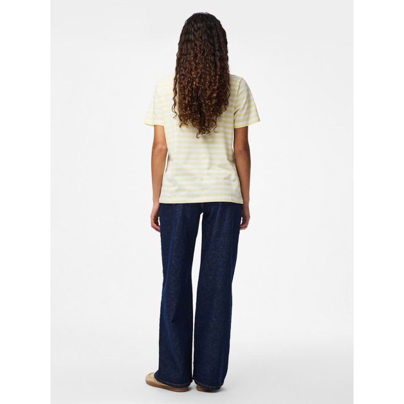 PIECES Ria S/S Stribet T-shirt -  French Vanilla