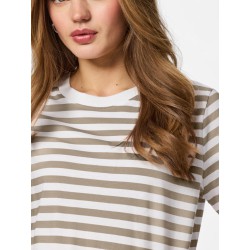 PIECES Ria S/S Stribet T-shirt - Silver Mink