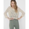 JDY New Sun 3/4 Cropped Strik Pullover - Tapioca