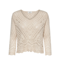 JDY New Sun 3/4 Cropped Strik Pullover - Tapioca