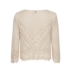 JDY New Sun 3/4 Cropped Strik Pullover - Tapioca