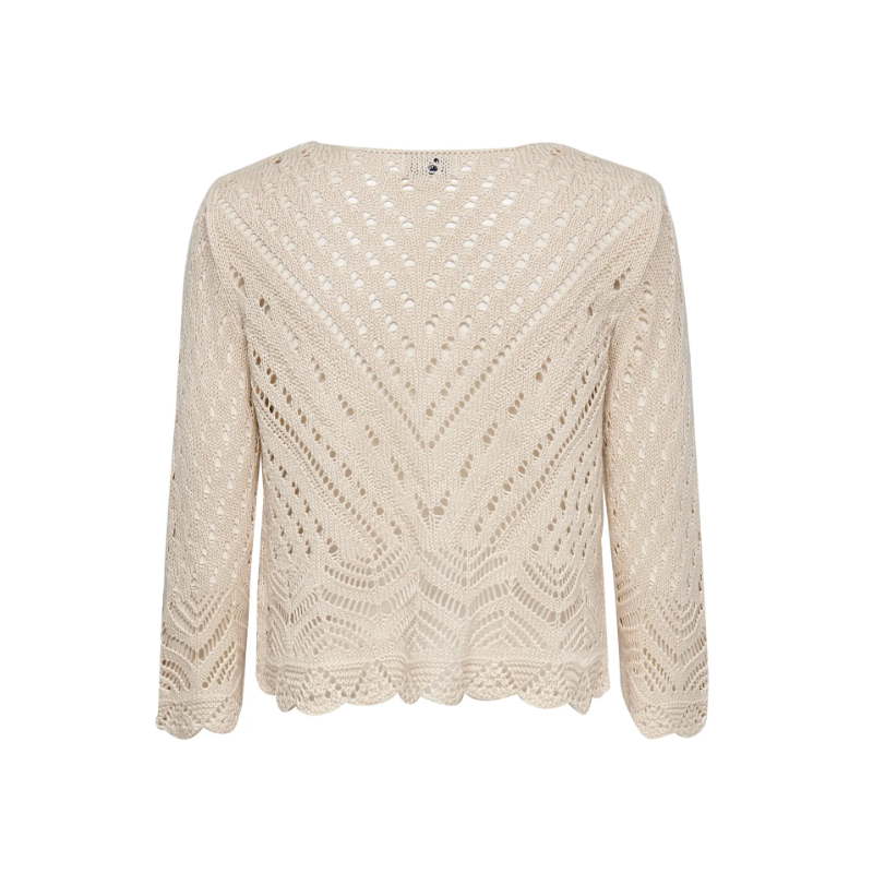 JDY New Sun 3/4 Cropped Strik Pullover - Tapioca