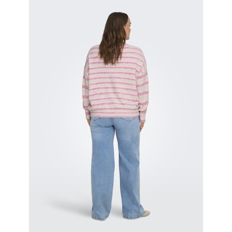 ONLY CARMAKOMA Johanna L/S Rund Hals Strik - Pink Yarrow