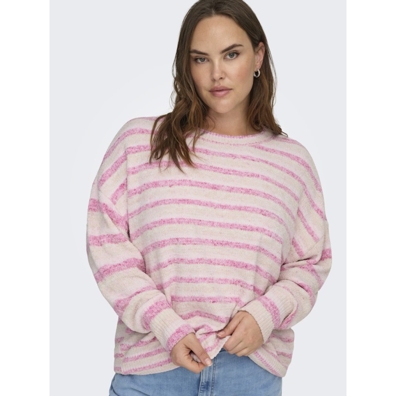 ONLY CARMAKOMA Johanna L/S Rund Hals Strik - Pink Yarrow