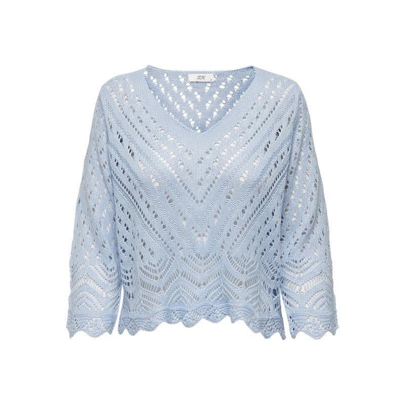 JDY New Sun 3/4 Cropped Strik Pullover - Cashmere Blue