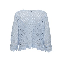 JDY New Sun 3/4 Cropped Strik Pullover - Cashmere Blue