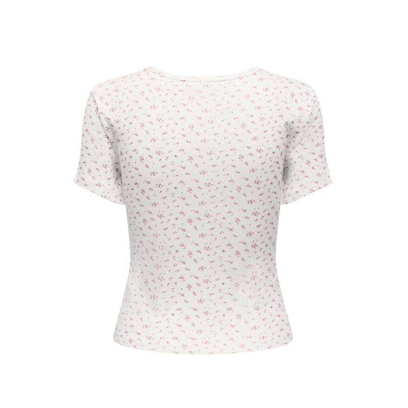 ONLY Madison S/S Rund hals Baby T-shirt - Cloud Dancer / Flower Romance Rose