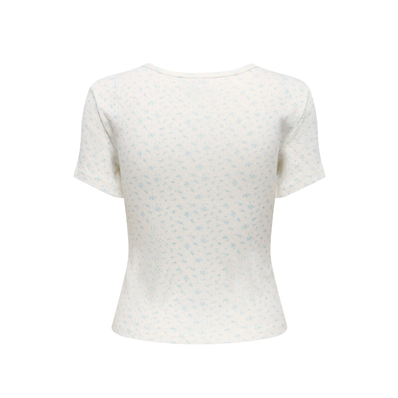 ONLY Madison S/S Rund hals Baby T-shirt - Cloud Dancer / Flower Winter Sky