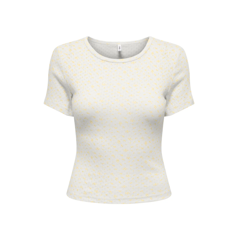 ONLY Madison S/S Rund hals Baby T-shirt - Cloud Dancer / Flower Sunlight