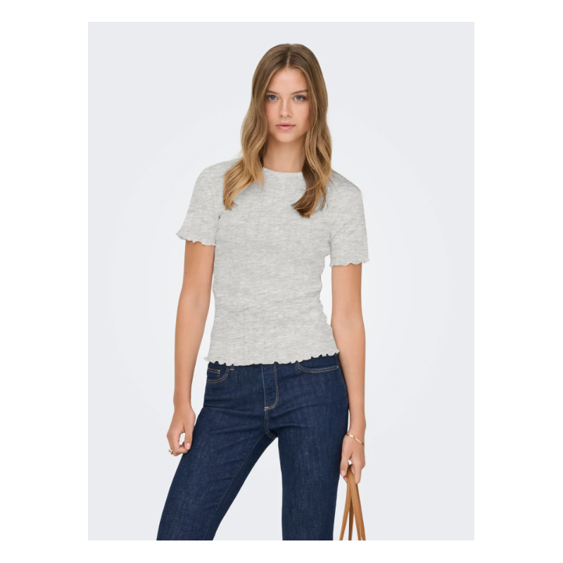 ONLY Tenna Rund Hals S/S Top - Light Grey Melange